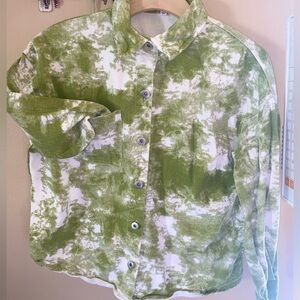 Fashion Nova Green and White Jean Jacket